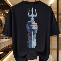 Mahadev Trishul Oversized Black T-Shirt | Front & Back Print | Unisex Streetwear 🔱