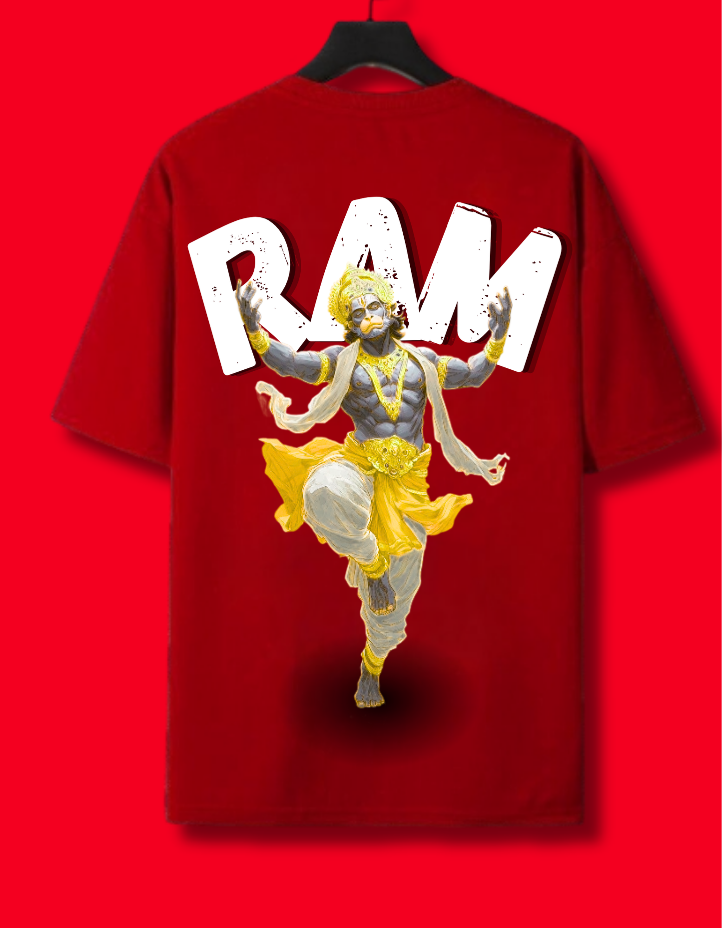 Ram Bhakt Hanuman Oversized Graphic T-Shirt | Premium Unisex Cotton Tee 🚩