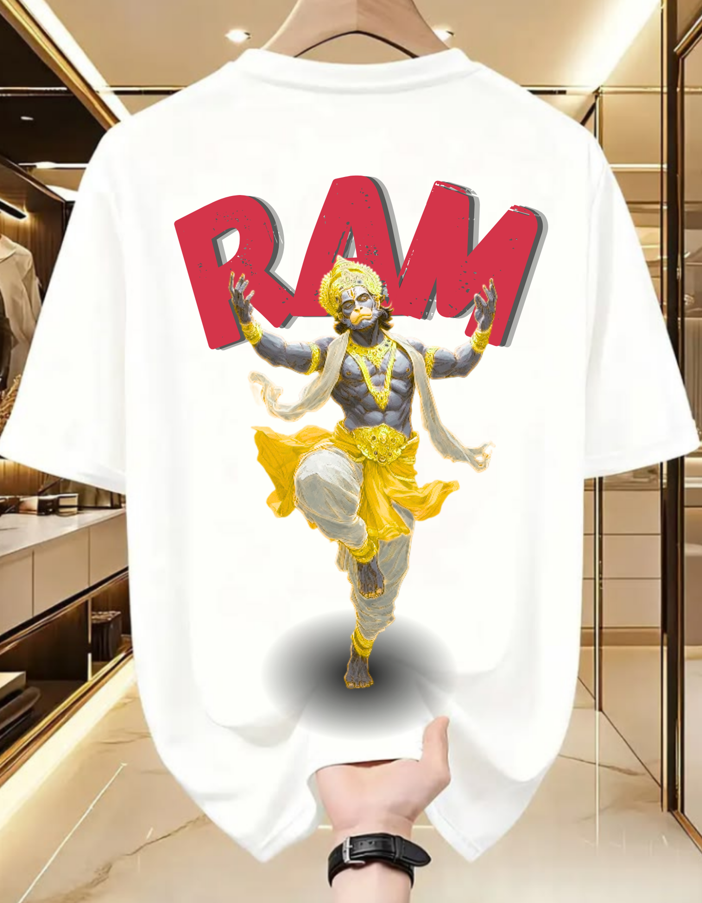 Ram Bhakt Hanuman Oversized Graphic T-Shirt | Premium Unisex Cotton Tee 🚩