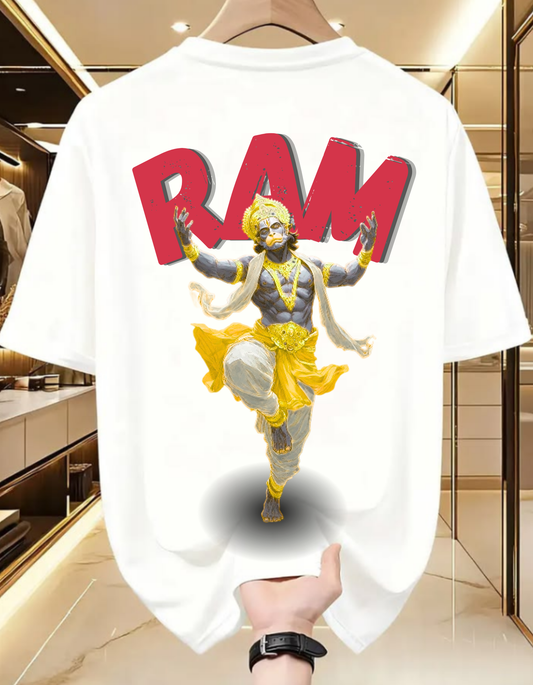 Ram Bhakt Hanuman Oversized Graphic T-Shirt | Premium Unisex Cotton Tee 🚩