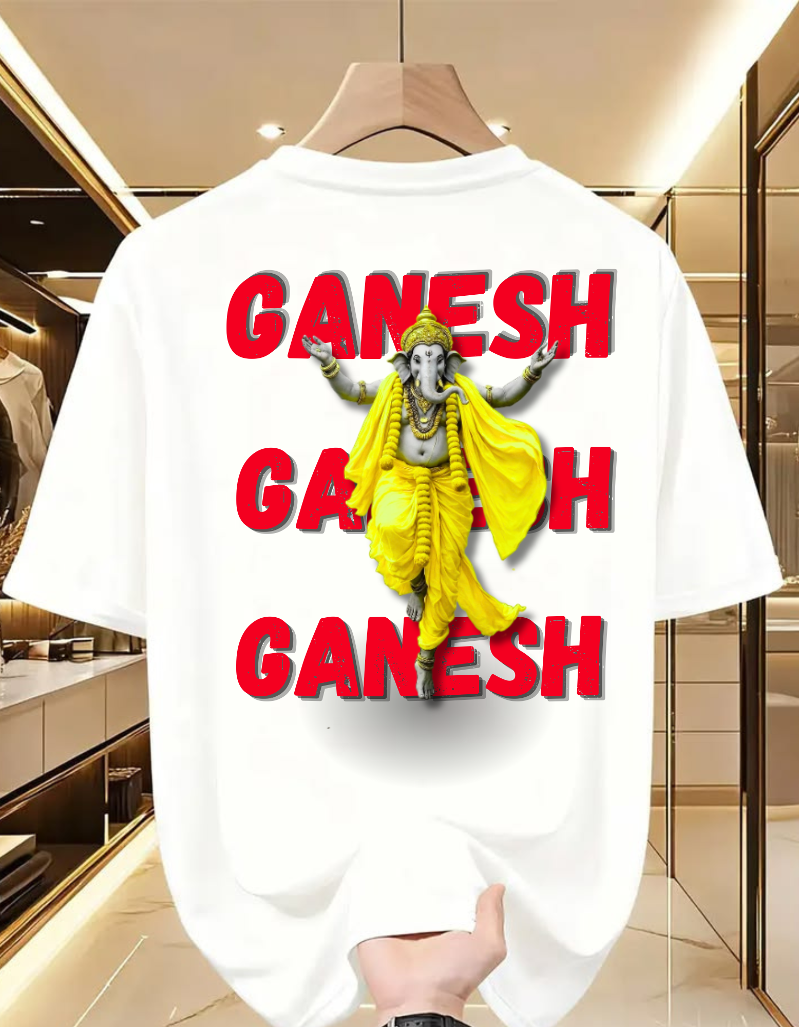 ❤️ Ganesh Oversized Graphic T-Shirt | Premium Unisex Cotton Tee | Back Print 🕉️