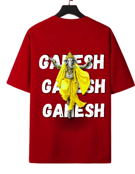❤️ Ganesh Oversized Graphic T-Shirt | Premium Unisex Cotton Tee | Back Print 🕉️